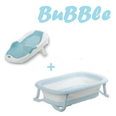 BAÑERA PLEGABLE CON ADAPTADOR BUBBLE-CELESTE