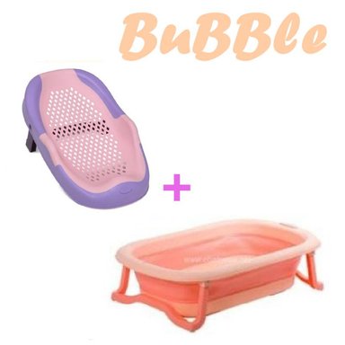 BAÑERA PLEGABLE CON ADAPTADOR BUBBLE-ROSA