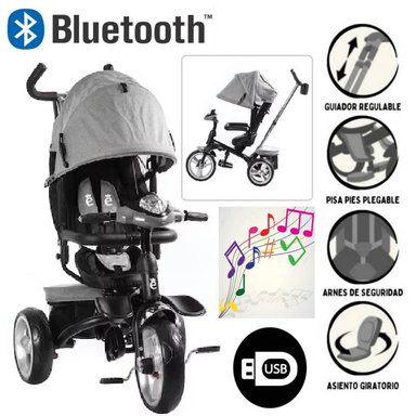 TRICICLO ASIENTO GIRATORIO RECLLINABLE MUSICAL Y LUCES 302EV
