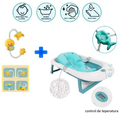 BAÑERA PLEGABLE PARA BEBE PARTY  DUCHA DE JUEGUETE - CELESTE