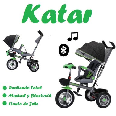 TRICICLO MUSICAL RECLINABLE KATAR-VERDE