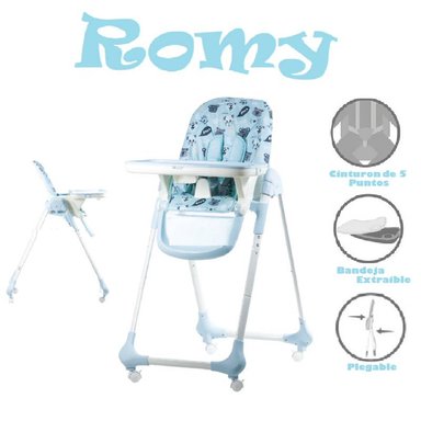 SILLA COMER ASIENTO ACOLCHADO DOBLE BANDEJA REMOVIBLE ROMY