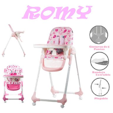SILLA COMER ASIENTO ACOLCHADO DOBLE BANDEJA REMOVIBLE ROMY