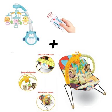 MECEDORA MUSICAL Y VIBRADOR MOVIL PROYECTOR AZUL -JIRAFA