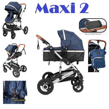 COCHE MOISES MAXI 2 PORTA CELULAR -AZUL