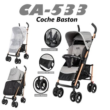 COCHE BASTON CA-533 DOBLE RUEDA - PLOMO