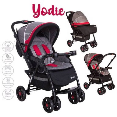 COCHE CUNA ACOLCHADO RECLINABLE MANGO REVERSIBLE YODIE ROJO