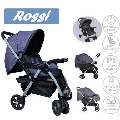 COCHE CUNA RECLINABLE MANGO REVERSIBLEASIENTOACOLCHADO ROSSI
