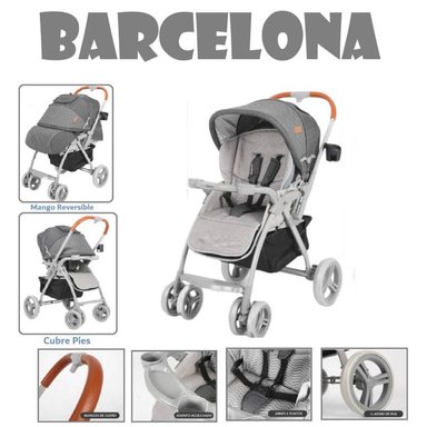 COCHE CUNA BARCELONA MANGO REVERSIBLE-PLOMO