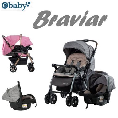 COCHE CON PORTA BEBE BRAVIAR EBABY-PLOMO