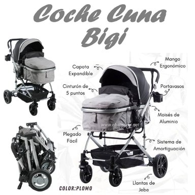 COCHE CUNA MOISES DE LUJO BIGI EBABY -PLOMO