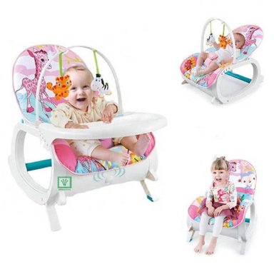 SILLA MECEDORA 2 EN 1 VIBRADOR Y MUSICAL - ROSADO