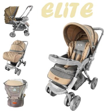 COCHE CUNA ELITE MANGO REVERSIBLE  CANGURO -BEICH