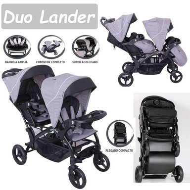 COCHE MELLICERO PEGABLE RECLINABLE TRIPLE BANDEJA DUO LANDER