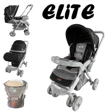 COCHE CUNA ELITE MANGO REVERSIBLE  CANGURO-NEGRO