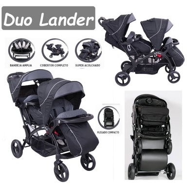 COCHE MELLICERO PEGABLE RECLINABLE TRIPLE BANDEJA DUO LANDER