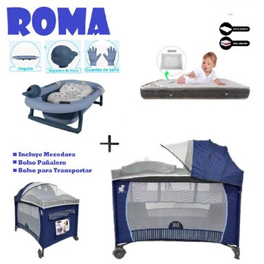 CUNA CORRAL ROMA-BAÑERA C-COLCHON P-AZUL