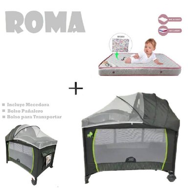 CUNA CORRAL ROMA-COLCHON R -PLOMO