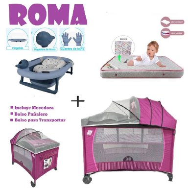 CUNA CORRAL ROMA-BAÑERA C-COLCHON R-MORADO