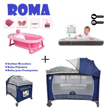 CUNA CORRAL ROMA-BAÑERA R-COLCHON P-AZUL