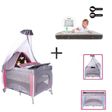 CUNA COLECHO NOA + COLCHON PLOMO -  ROJO