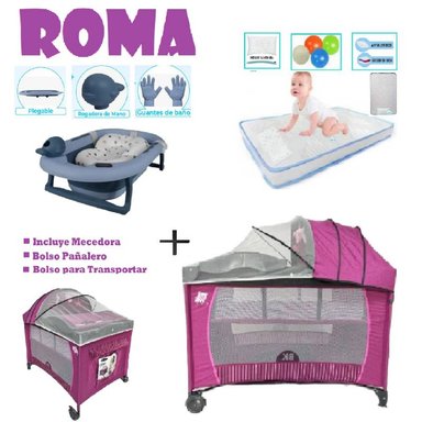 CUNA CORRAL ROMA-BAÑERA C-COLCHON C-MORADO