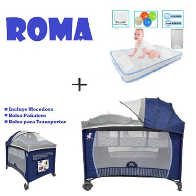 CUNA CORRAL ROMA-COLCHON C -AZUL