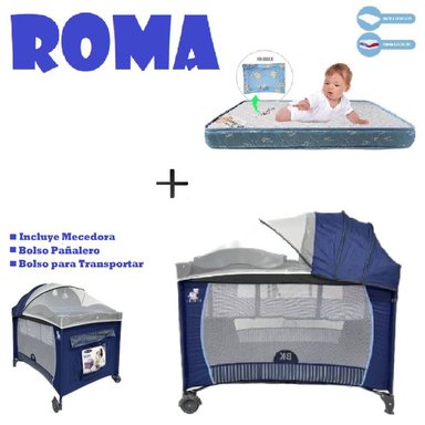 CUNA CORRAL ROMA-COLCHON A -AZUL