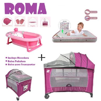 CUNA CORRAL ROMA-BAÑERA R-COLCHON R-MORADO