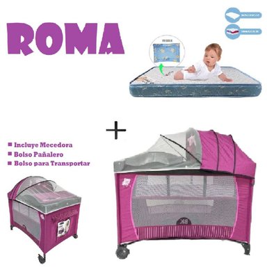 CUNA CORRAL ROMA -COLCHON A-MORADO