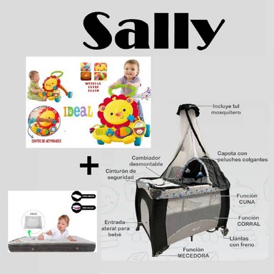 CUNA CORRAL MECEDORA-COLCHON P-CAMINADOR LEON- PLOMO