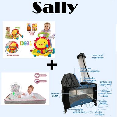 CUNA CORRAL MECEDORA-COLCHON R-CAMINADOR LEON- AZUL