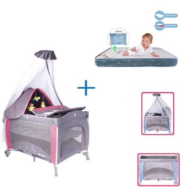 CUNA COLECHO NOA + COLCHON AZUL -  ROJO