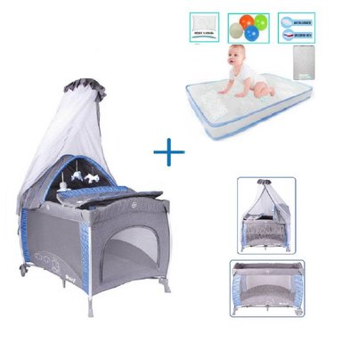 CUNA COLECHO NOA  +  COLCHON CELESTE - AZUL