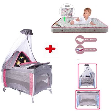 CUNA COLECHO NOA + COLCHON ROSADO -  ROJO