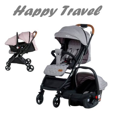 COCHE HAPPY TRAVEL CON PORTABEBE EBABY PLOMO