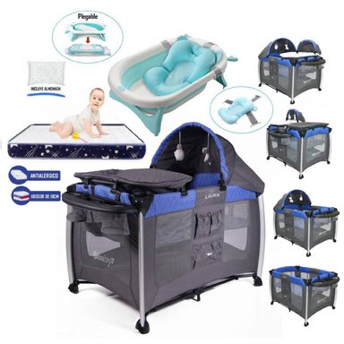 CUNA CORRAL LAUREN AZULCOLCHONTINA AZUL