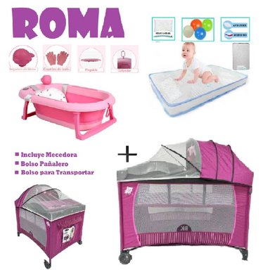 CUNA CORRAL ROMA-BAÑERA R-COLCHON C-MORADO