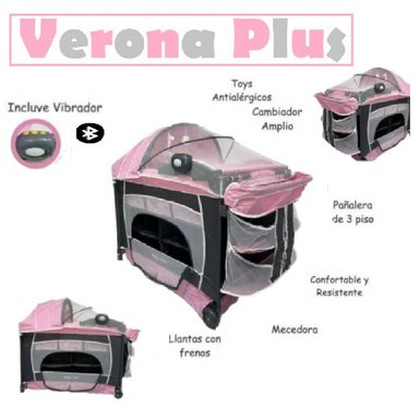 CUNA CORRAL VERONA PLUS VIBRADOR-ROSA