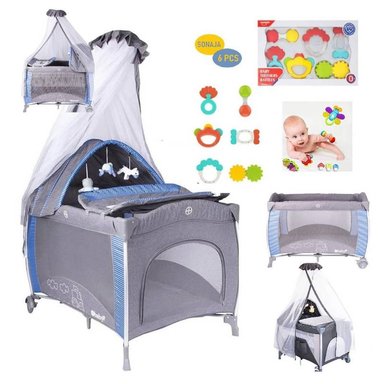 CUNA CORRAL NOA + SONAJAS  6 PIEZAS