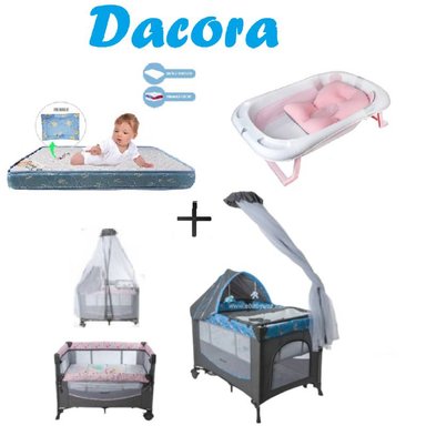 CUNA CORRAL DACORA-COLCHON A-BAÑERA R-AZUL