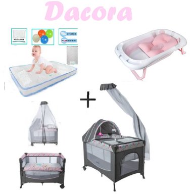 CUNA CORRAL DACORA-COLCHON C-BAÑERA R-ROSA