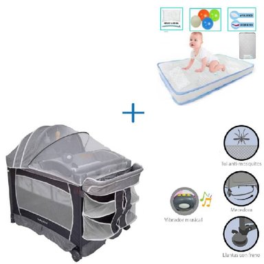 CUNA CORRAL VIBRADOR VERONA-COLCHON CELESTE