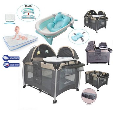 CUNA CORRAL LAUREN BEIGECOLCHONTINA AZUL