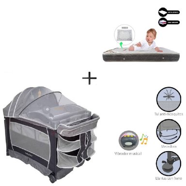 CUNA CORRAL VIBRADOR VERONA-COLCHON PLOMO