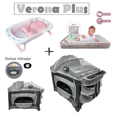 CUNA VERONA PLUS VIBRADOR -BAÑERA R-COLCHON R-PLOMO