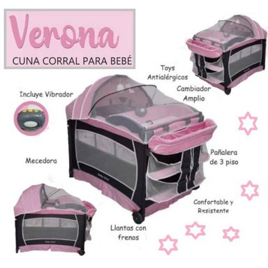 CUNA CORRAL VERONA ROSADO  VIBRADOR