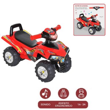COCHE BUGI MUSICAL CUATRIMOTO KIM-551 - ROJO