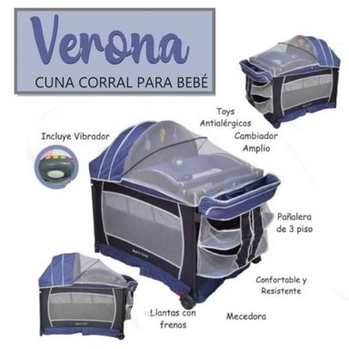 CUNA CORRAL VERONA AZUL  VIBRADOR