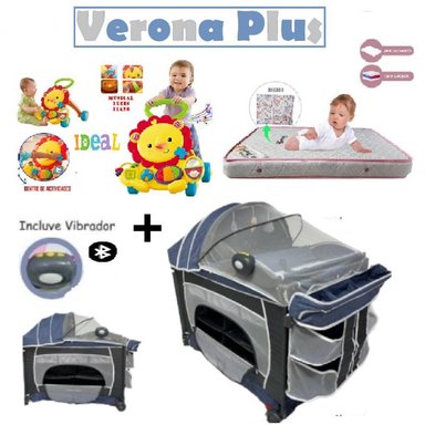 CUNA VERONA PLUS -COLCHON R- ANDADOR LEON- AZUL